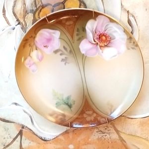 60's ROBINSONS Rare Porcelain JAPAN Luxury Gold Floral 8" Decor Hang Wall Plate
